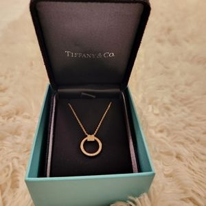 18k rose gold and diamond Tiffany T necklace